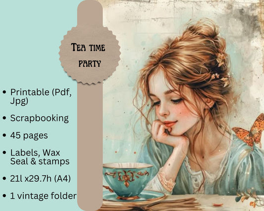 Vintage Junk Journal Tea time Party
