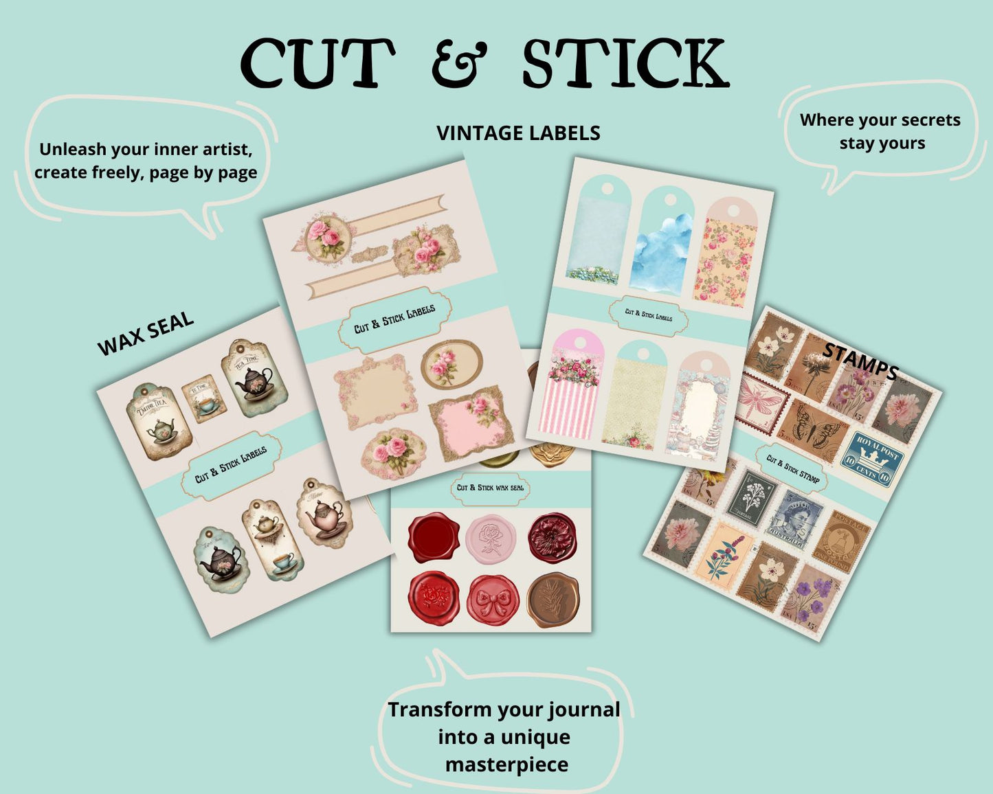 Vintage Junk Journal Tea time Party